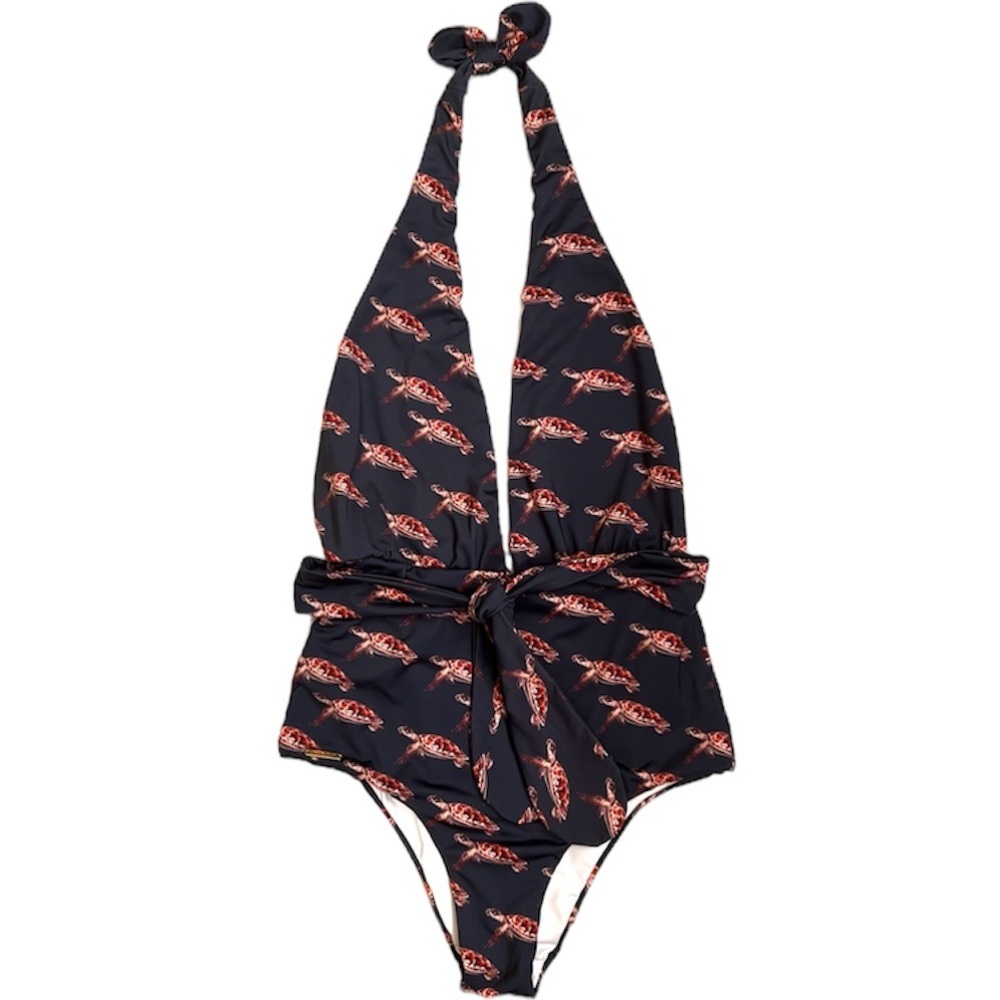 Verdelimon Turtle Deep V Halter-Style One-piece Swimsuit Size Small